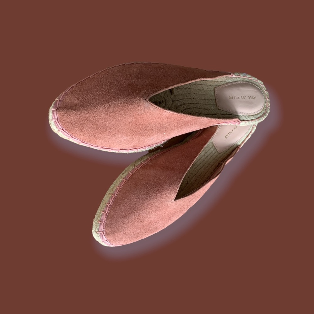 Soft pink suede slides . Size 9.5